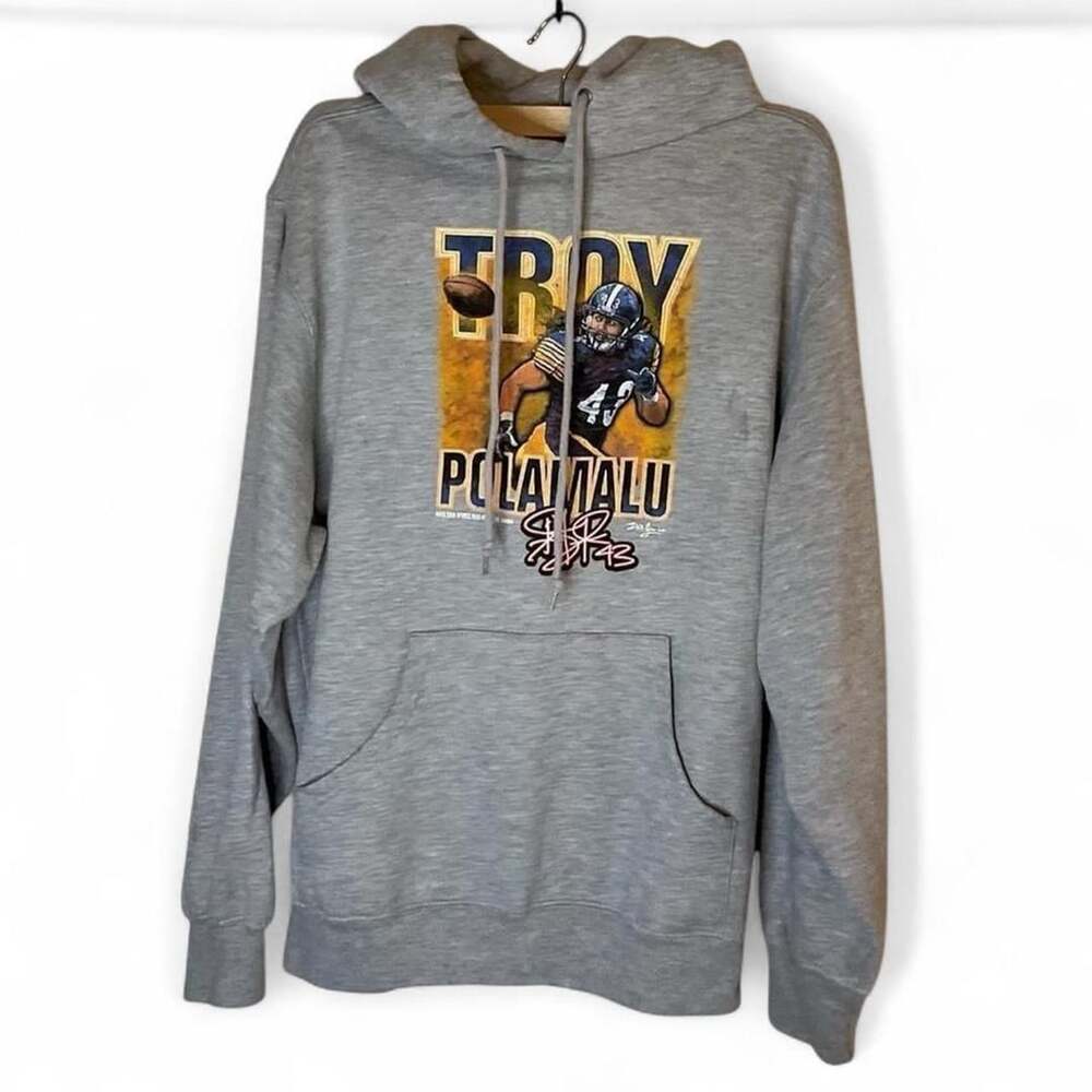 NFL Players Troy Polamalu Pittsburgh Steelers Graphic Hoodie Small